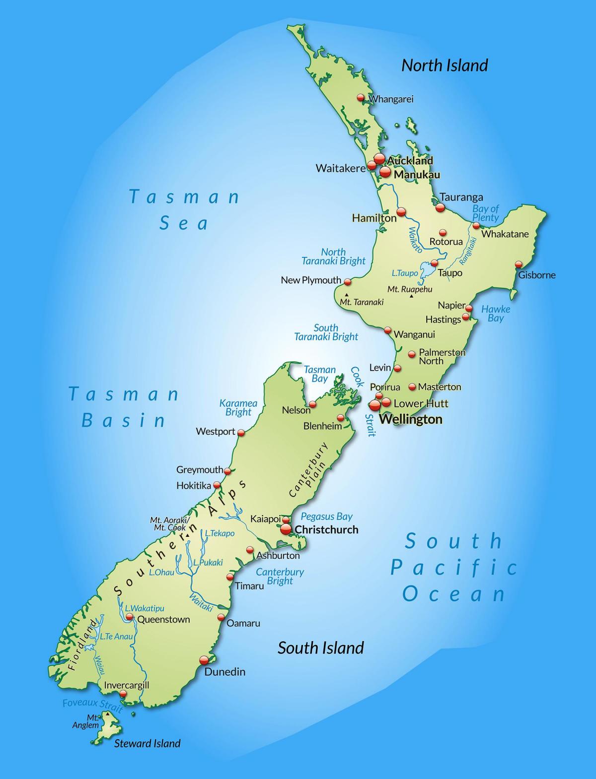 Mapa de la ciudad de Nueva Zelanda
