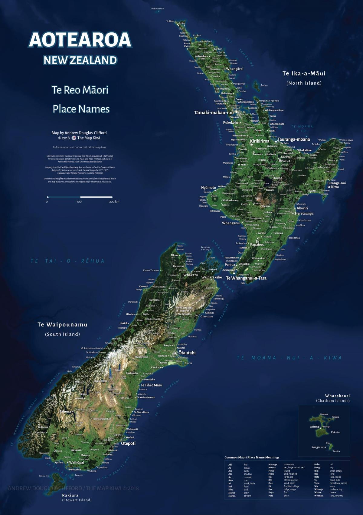 Mapa de vista del cielo de Nueva Zelanda