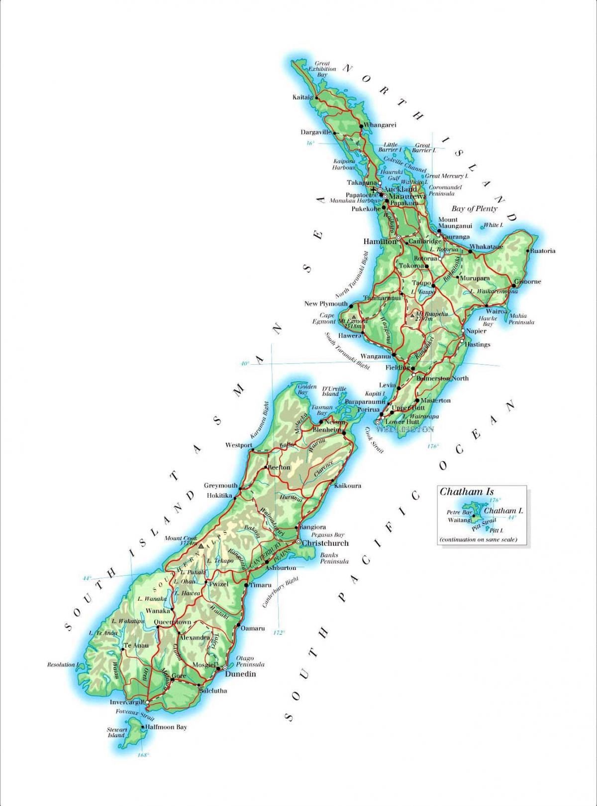 Mapa grande de Nueva Zelanda