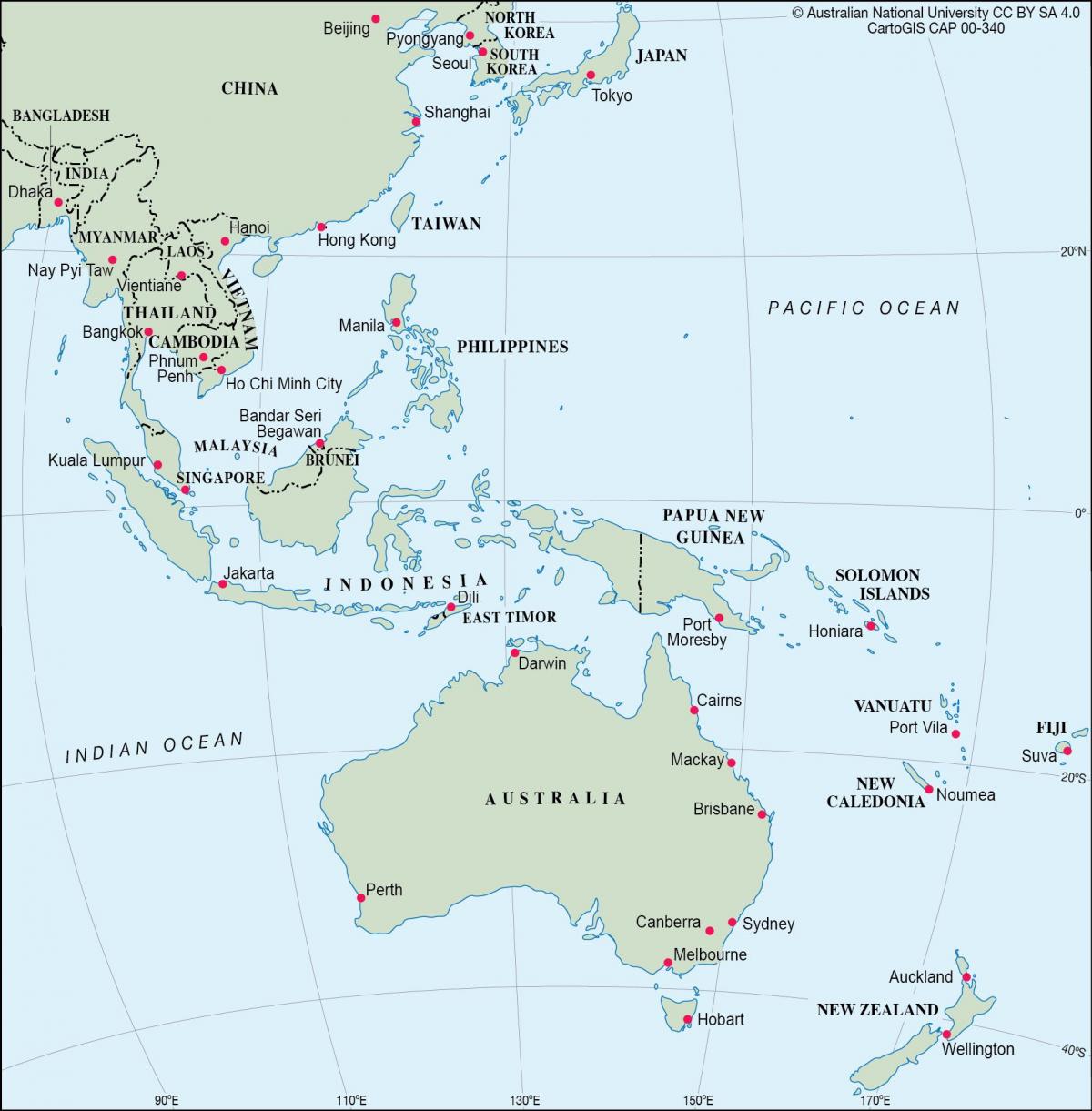 Ubicación de Nueva Zelanda en el mapa de Oceanía